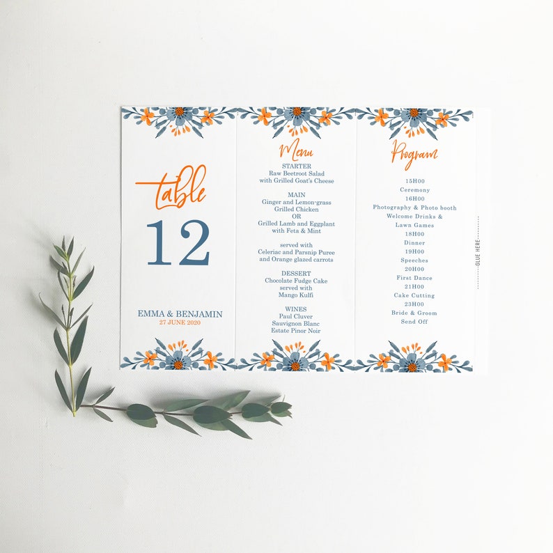 Printable Triangle Wedding Menu and Table Number Set of Four Etsy Canada