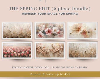 Spring Edit Floral Frame TV Art Bundle, Soft Easter Decor (Digital Download)