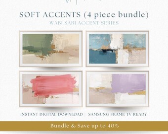 Soft Accents Abstract Frame TV Art Bundle, Pastel Wabi Sabi Minimalist Decor (Digital Download)