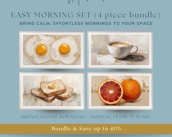Easy Morning Breakfast Frame TV Art Set | Brunch Kitchen Decor (Digital Download)