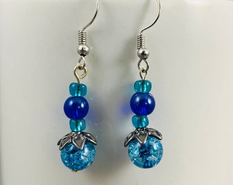 Silver and Blue Dangle Earrings