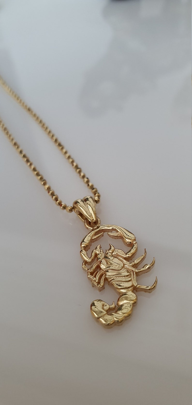 Solid Scorpion Pendant 14K Gold Zodiac Scorpion - Etsy
