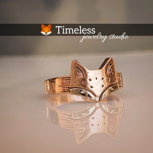 Fox Ring, Wedding Ring, Solid Gold 14K, Rose Gold,