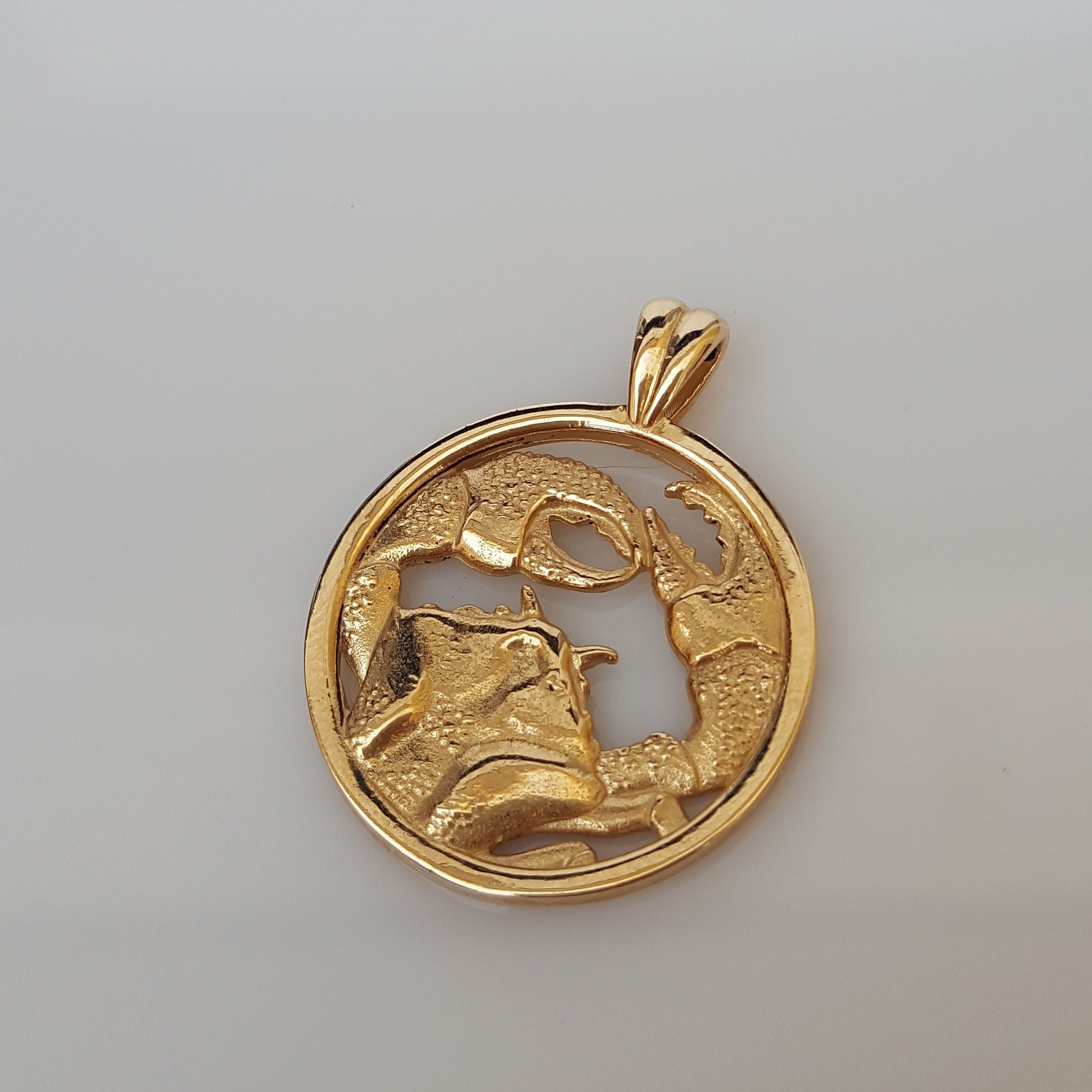 Zodiac Solid Gold Cancer Pendant Cancer Jewelry Gold Zodiac - Etsy