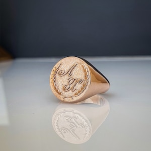Ring signet to order solid gold, Full Gold Ring, Monogram Initials, Handmade Signet Ring, Personalized symbol ring Hand Engraved, To Order