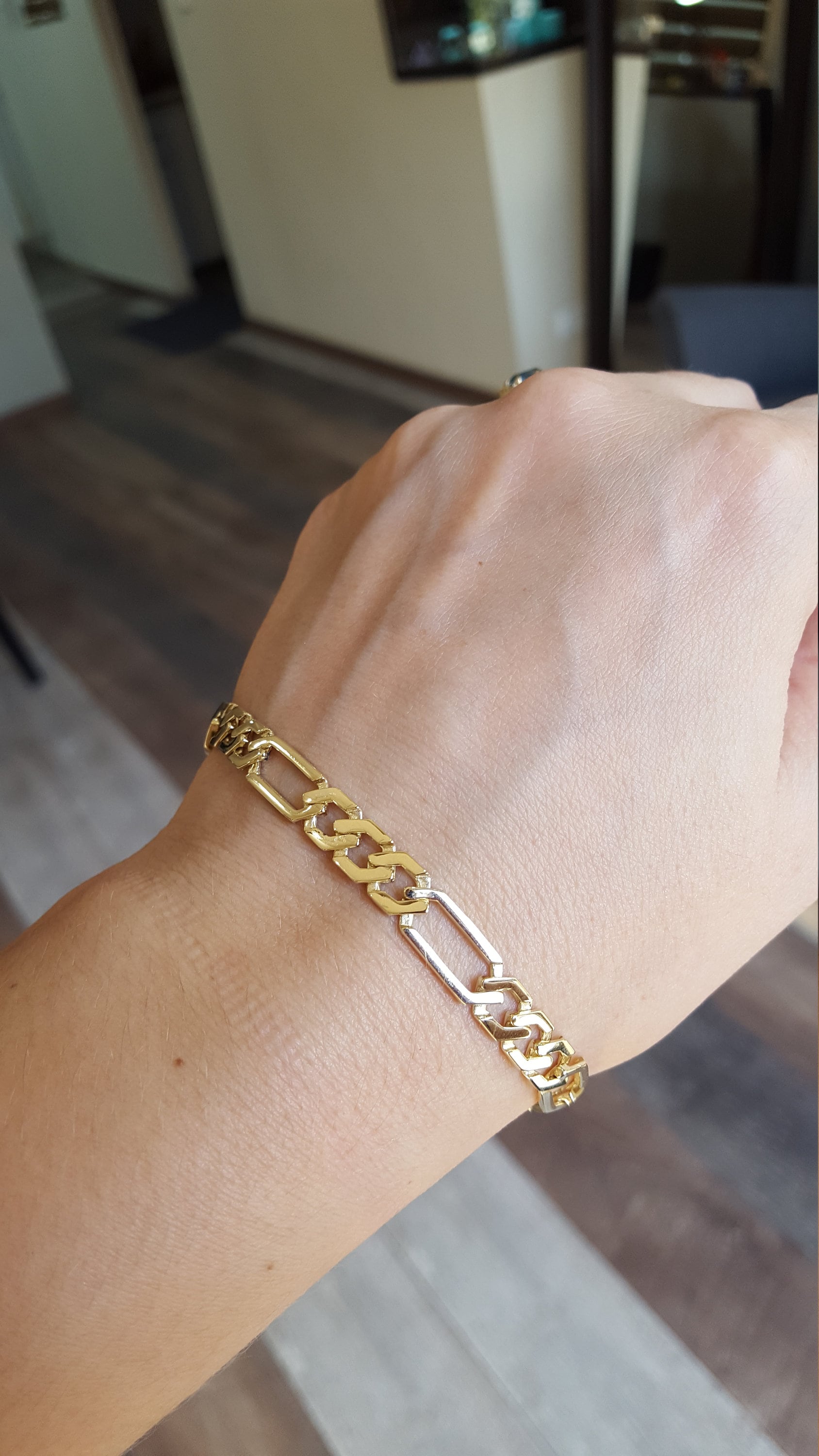 Figaro Bracelet Solid Gold 14K Free Shipping Etsy