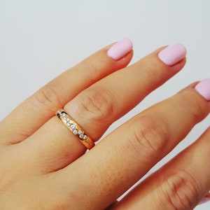 Elegant Weddind ring, rose gold and diamonds, Free Shipping