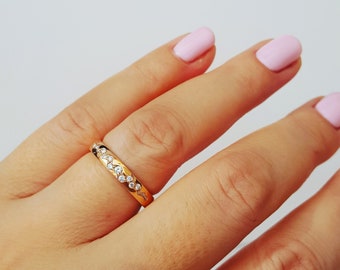 Elegant Weddind ring, rose gold and diamonds, Free Shipping