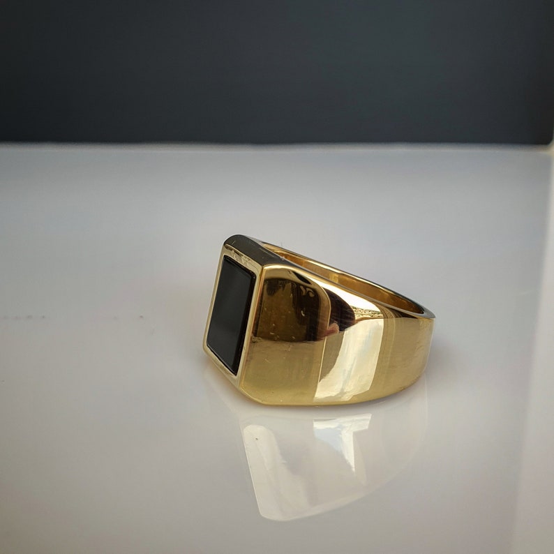 Solid Signet 28 Gram Onyx Ring, Real Black Onyx Ring, Geometric Mens ...