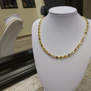 Gold chain with sapphires, Free Shipping
