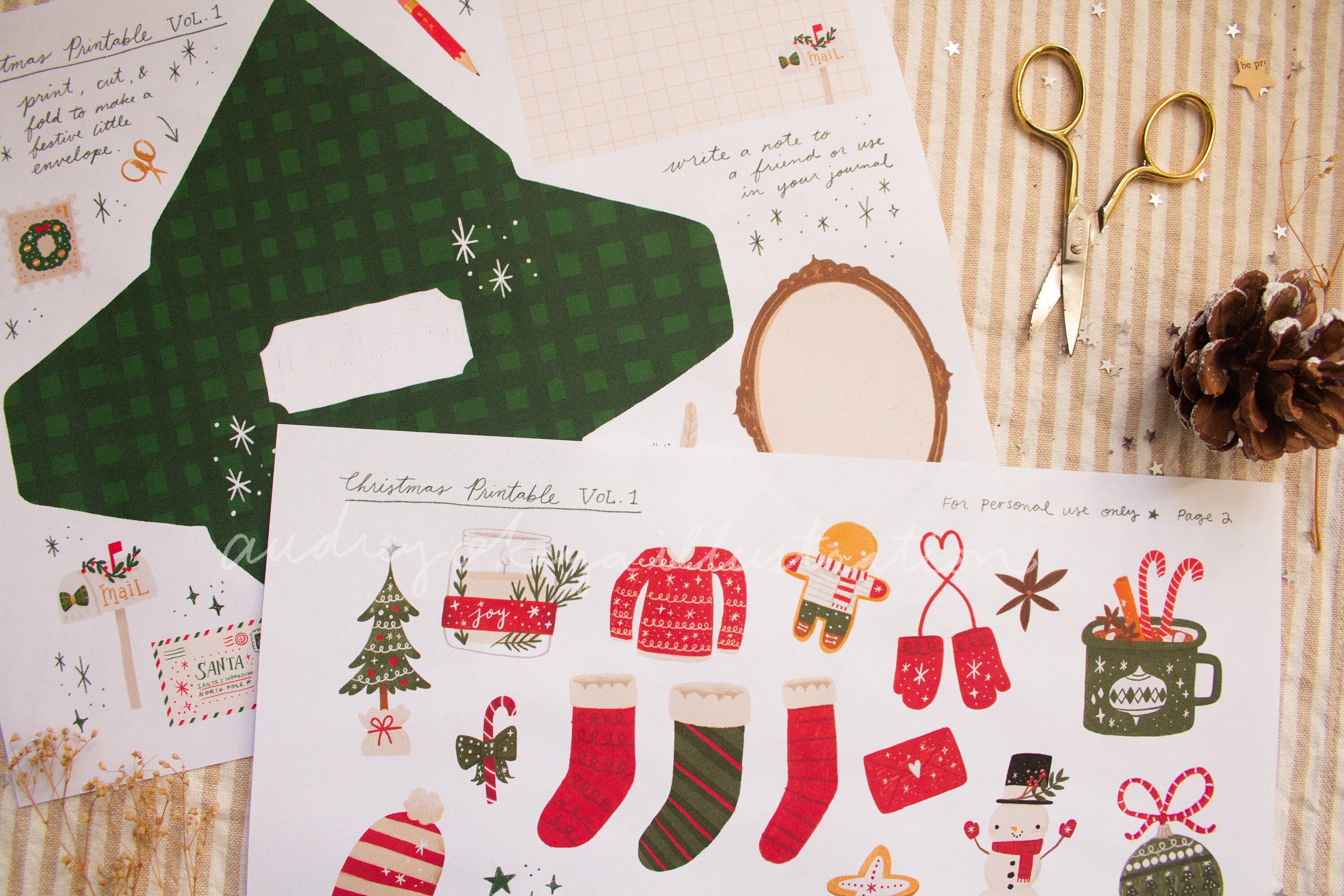 Christmas Holiday Printable Printable Stationery and - Etsy