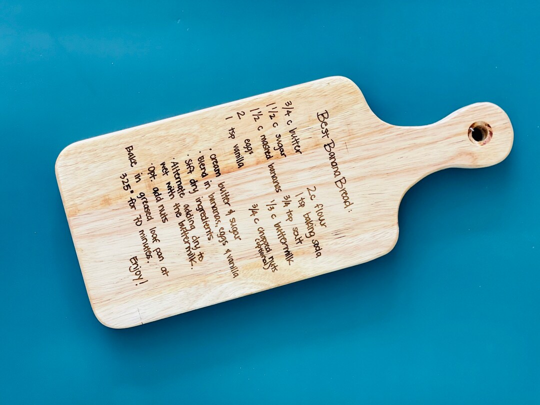 Handwritten Recipe Engraved on a Cutting Board Etsy