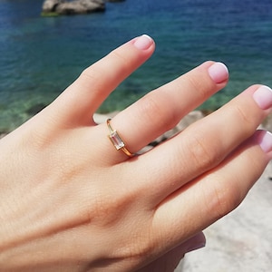 FREE SHIPPING!!! - Baguette Cut Engagement Ring - Baguette Stone Ring - 925K Sterling Silver Ring - Minimalist Engagement Ring