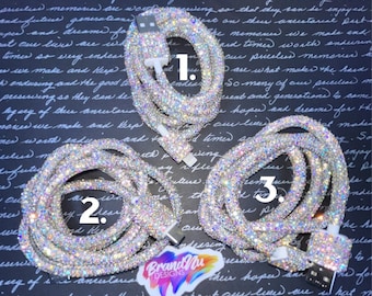 Bling Rhinestone Crystal/Crystal AB Charger Cord For iPhone & Android