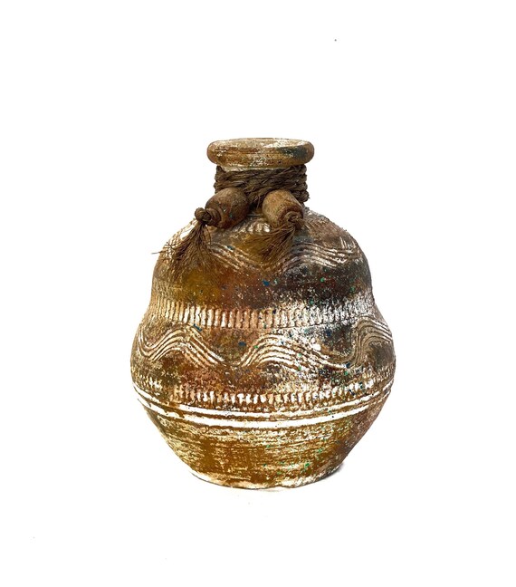 Vintage Mexican Clay Pottery Vase Vintage Pottery Bohemian Etsy