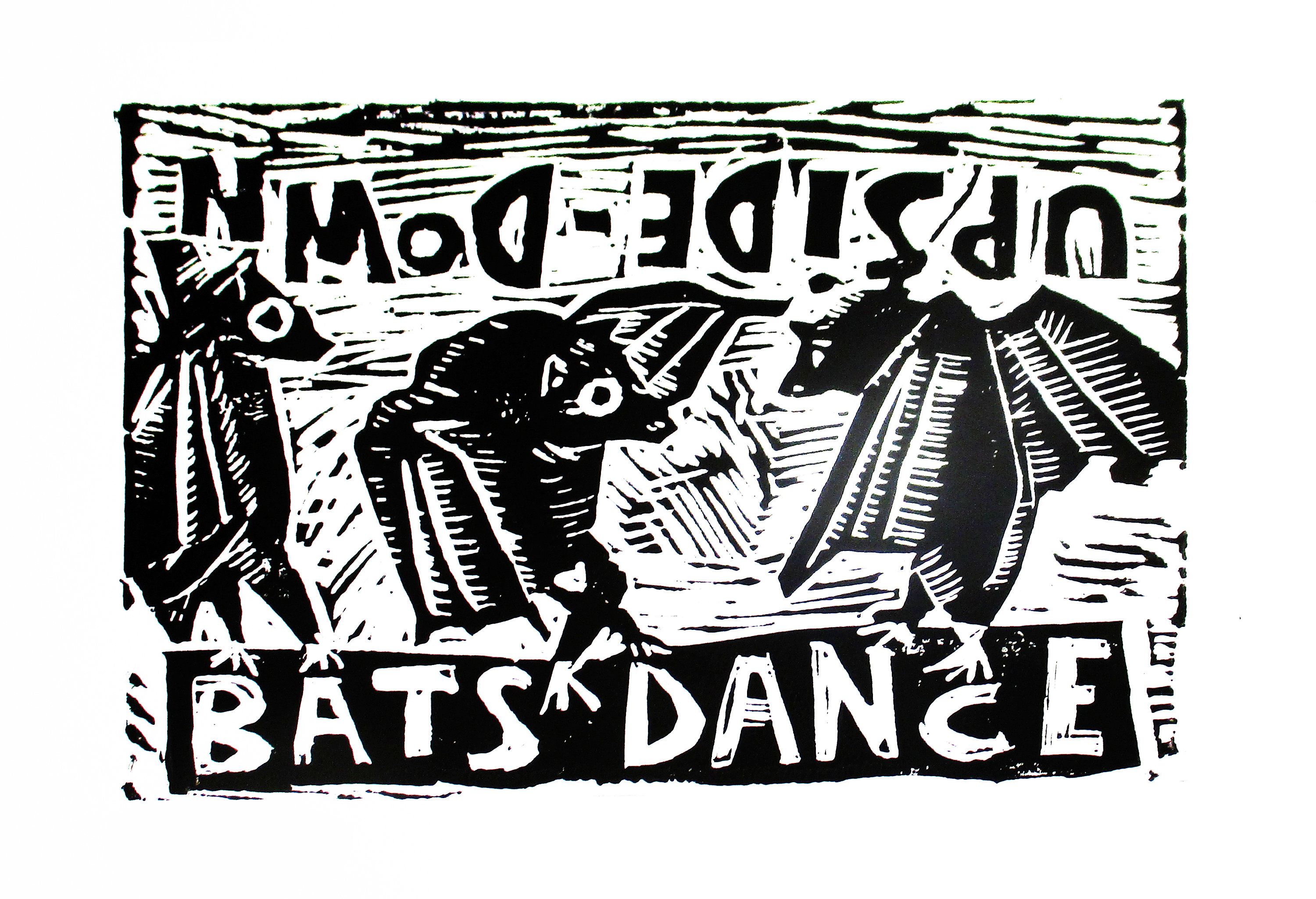 Bats Dance Upside Down Handmade Linocut Print Etsy