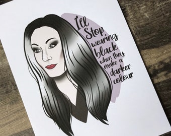 Morticia Addams I Love Black Art Print