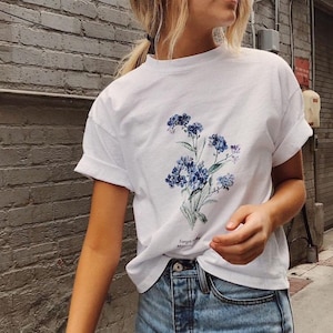 Forget Me Not Floral Tshirt | Forget-me-not Flower, gifts for her, gifts for women, mother's day, wildflower, Do Not Forget Me, Rememberance