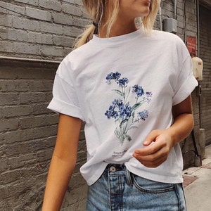 Forget Me Not Floral Tshirt | Forget-me-not Flower, gifts for her, gifts for women, mother&#39;s day, wildflower, Do Not Forget Me, Rememberance
