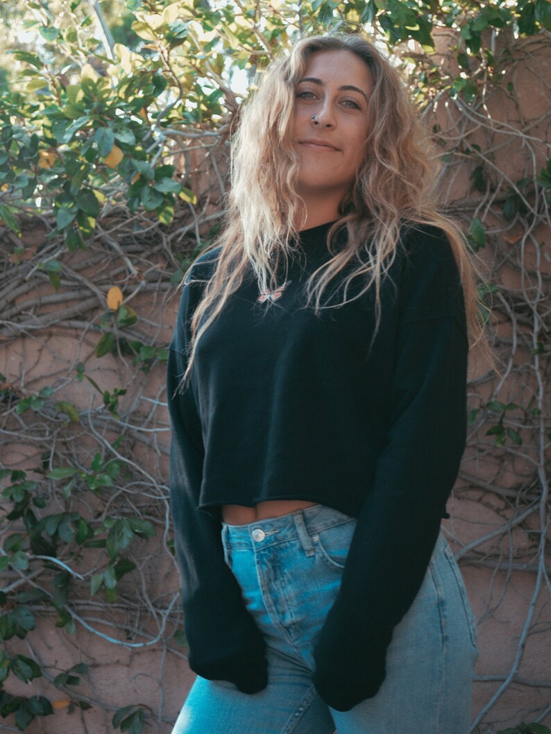 Monarch Butterfly Cropped Sweatshirt | Boho Aesthetic Clothing image 2