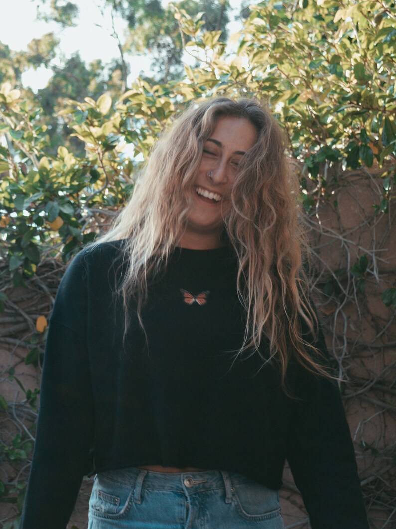Monarch Butterfly Cropped Sweatshirt | Boho Aesthetic Clothing image 3