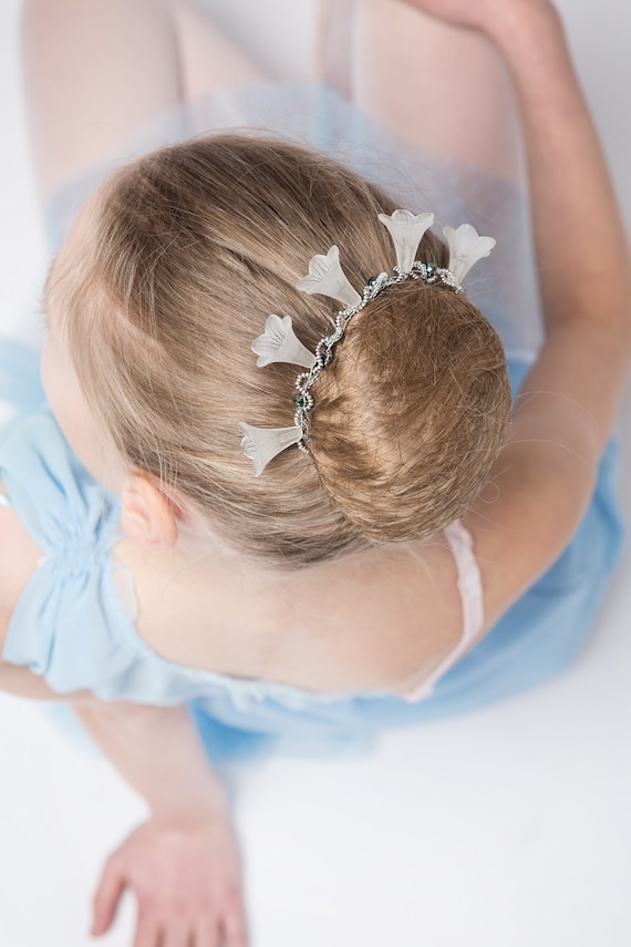 Crystal Flower Headpiece Ballerina Bun Jewelry Hair Bun Etsy