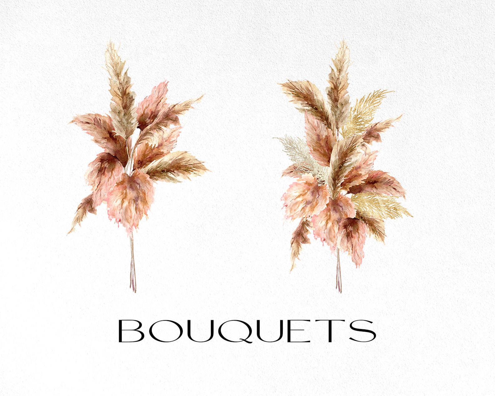 Pampas grass clipart. Watercolor pampas grass clipart. Boho Etsy