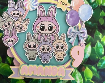 Adorable Labubu monsters inspired , Personalized caketoppers.