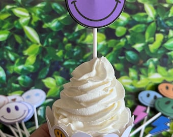 Smiley faces Cupcake toppers/ Cupcake wraps. Smileys.