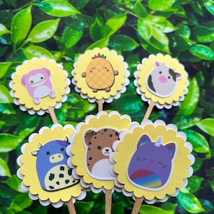 Squishmallow Inspired Cupcake Toppers: Birthday Party Decor