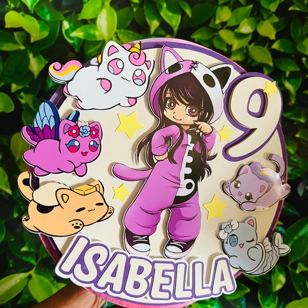 Aphmau meemeow inspired Caketopper, Personalized.