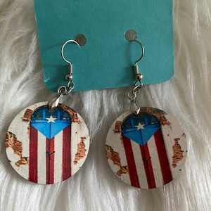Puerto Rican flags, Patriotic Puerto Rican inspired earrings.