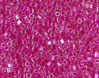 Square Beads 1.8mm Miyuki Square Beads SB18-2651 Fuchsia Lined Aqua 10 grams diy beads