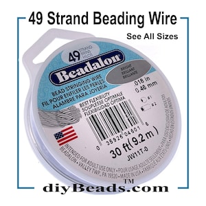 BEADALON BEADING Wire - Bright 49 strand beading wire - Size .015 & .018 - Made in the USA by Beadalon - diybeads