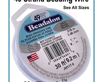 BEADALON BEADING Wire - Bright 49 strand beading wire - Size .015 & .018 - Made in the USA by Beadalon - diybeads
