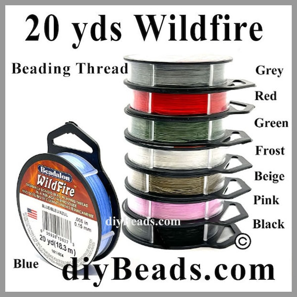 WILDFIRE - 20 YARD SPOOLS - Beadalon Wildfire .006 in. (15mm) Thermally Bonded Bead Weaving Thread - Many Colors Available - Diy Beads