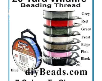 WILDFIRE - 20 YARD SPOOLS - Beadalon Wildfire .006 in. (15mm) Thermally Bonded Bead Weaving Thread - Many Colors Available - Diy Beads