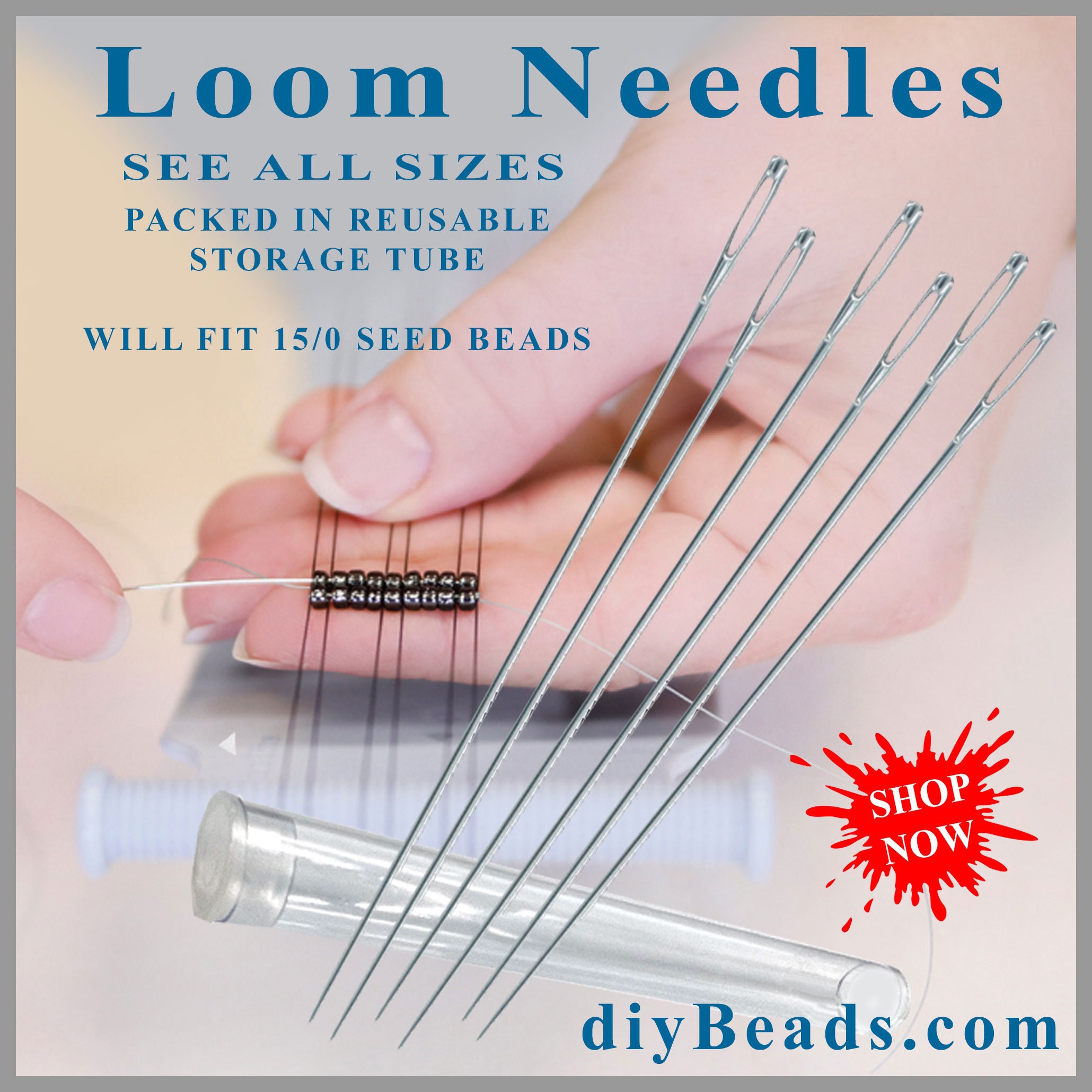 Big Eye Beading Needles Two Sizes 2.25 & 4.5 Fine or Standard Size's Packed  4 Needles per Package Diybeads 