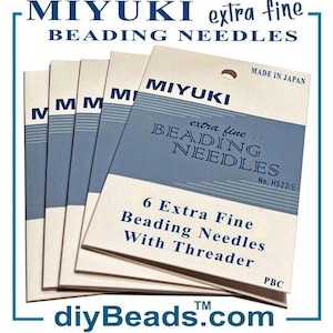 Miyuki Beading Needles, extra fine, 6 needles plus needle threader, diybeads