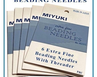 Miyuki Beading Needles, extra fine, 6 needles plus needle threader, diybeads