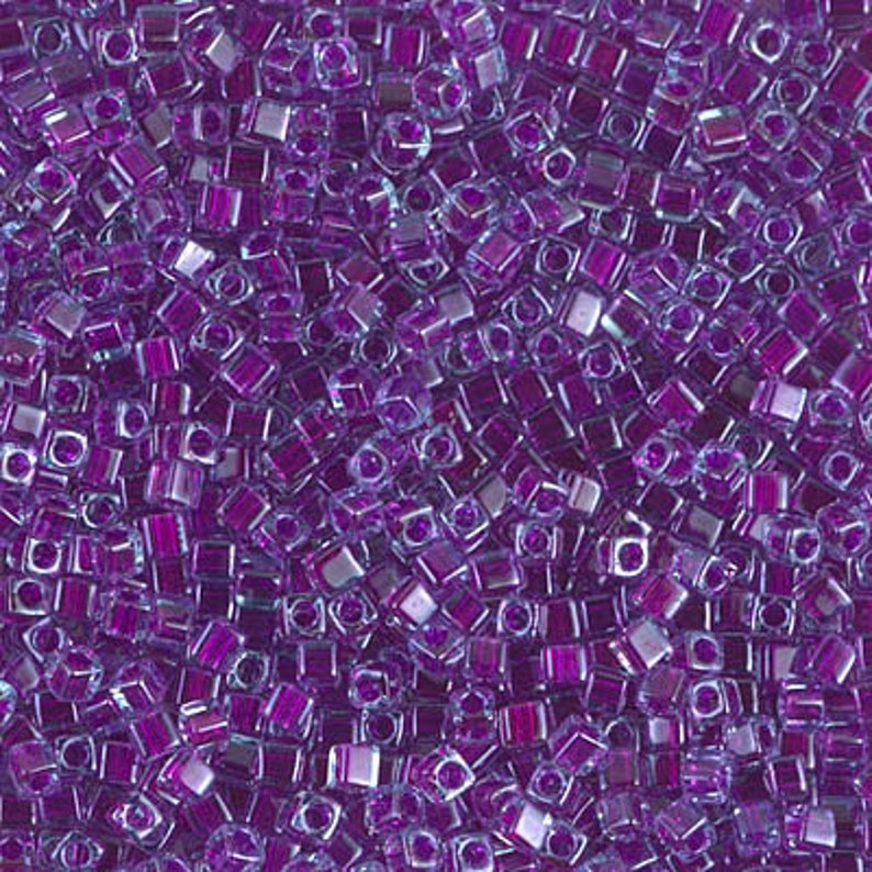 Square Beads 1.8mm Miyuki Square Beads SB18-2651 Fuchsia Lined Aqua 10 grams diy beads