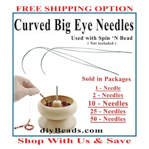 Curved Big Eye Needles, length 3.5 inches, Flexible, See all Package Options, diyBeads