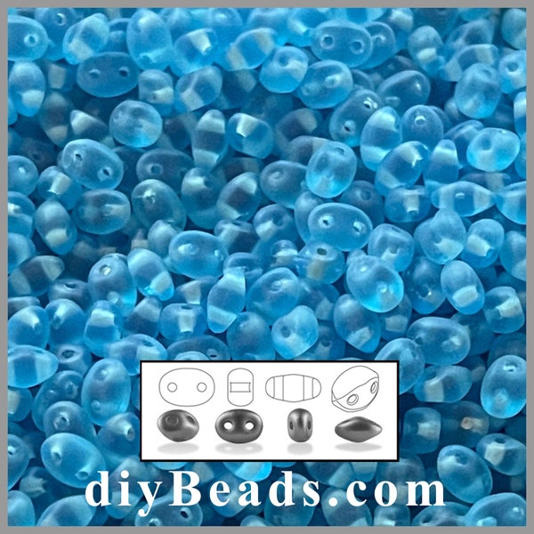 Aqua Matte Czech Glass Twin Beads 5mm x 2.5mm Preciosa Sold 100 pcs diyBeads 117-01323-60040-84110