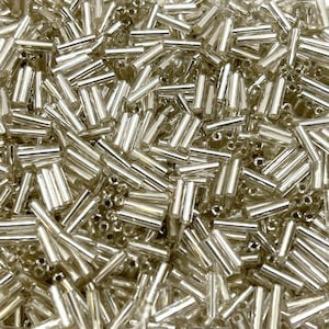 Bugle Bead 98-01-10 Diy Bugle Beads 6mm Silver Lined Clear 10 grams Diy Beads