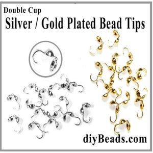 Bead Tips -  Double cups Gold plated and Silver plated - diyBeads