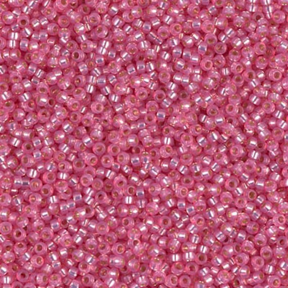Seed Bead 15-556 Miyuki Seed Beads 15/0 Dyed Rose Silver Lined Alabaster 10  grams Diy Beads