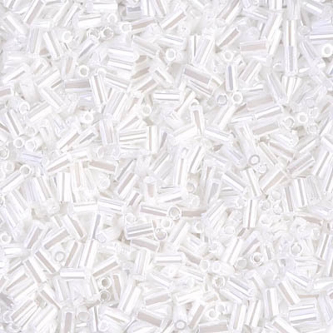 Bugle Bead BGL1528 Miyuki Bugle Beads 3mm White Pearl Ceylon 8.5 Grams