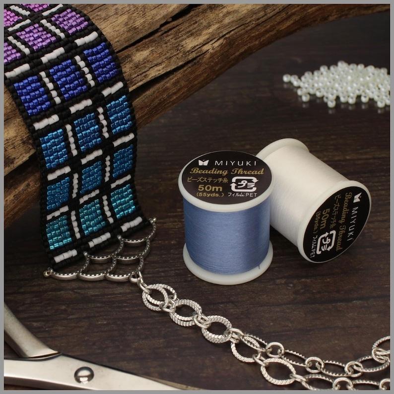Miyuki Beading Thread is a pre-waxed size "B" beading thread 50m (55 yards) available in 24 colors