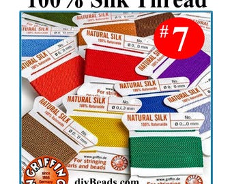 Griffin Silk Thread #7 with Attached Needle - German Silk Beading Cord - 100% Silk - 2 Meter