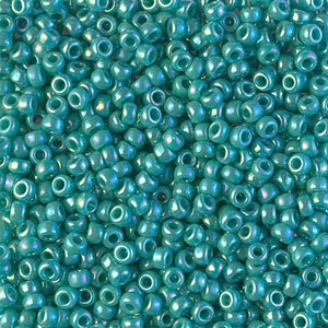 Seed Beads 8/0 Miyuki Seed Bead 8-481 Opaque Turquoise Green AB 10 grams  diy beads